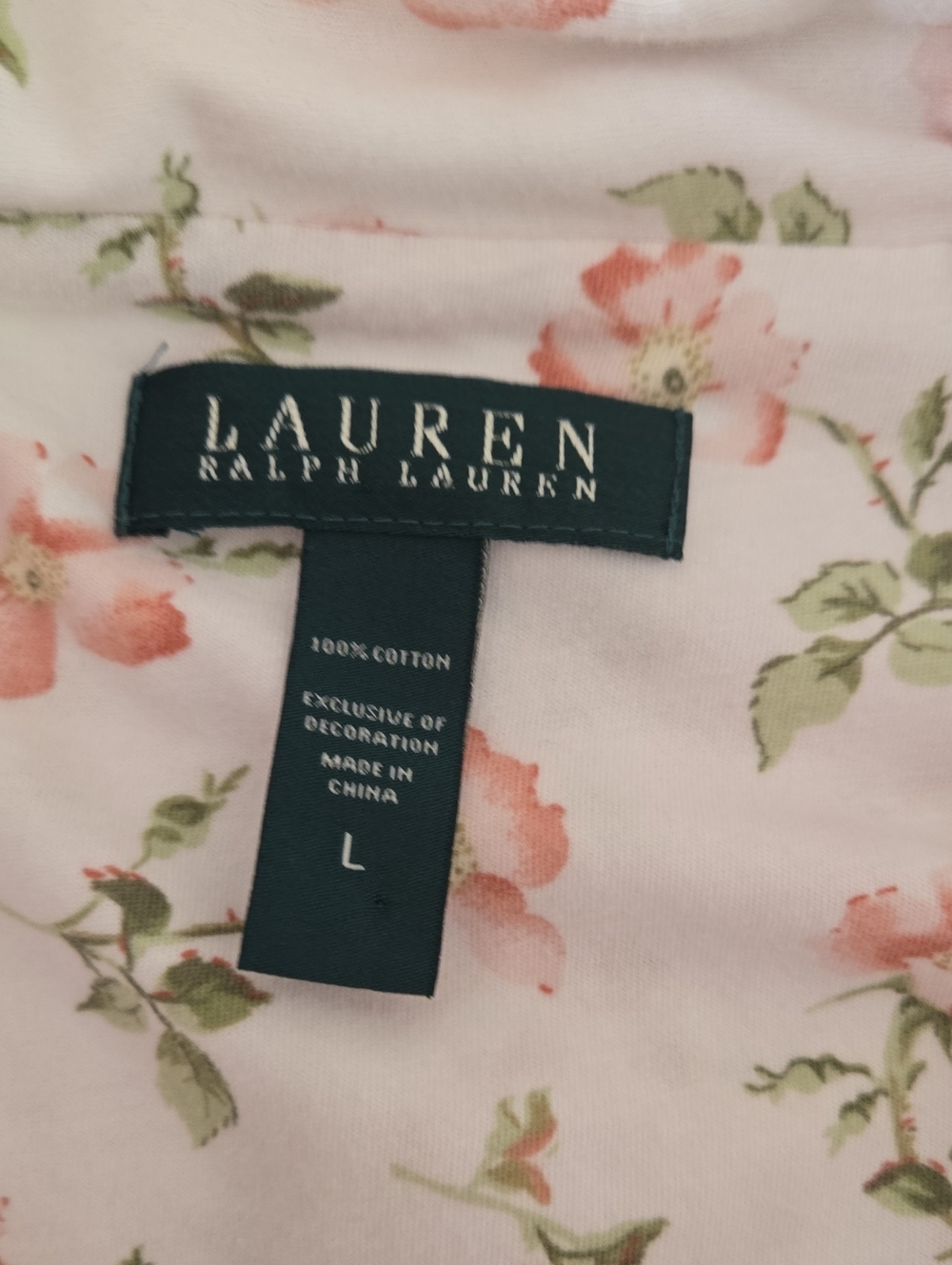 Lauren Ralph Lauren White Floral Pajama Set Large 100% Cotton Cottagecore PJs - Picture 5 of 9